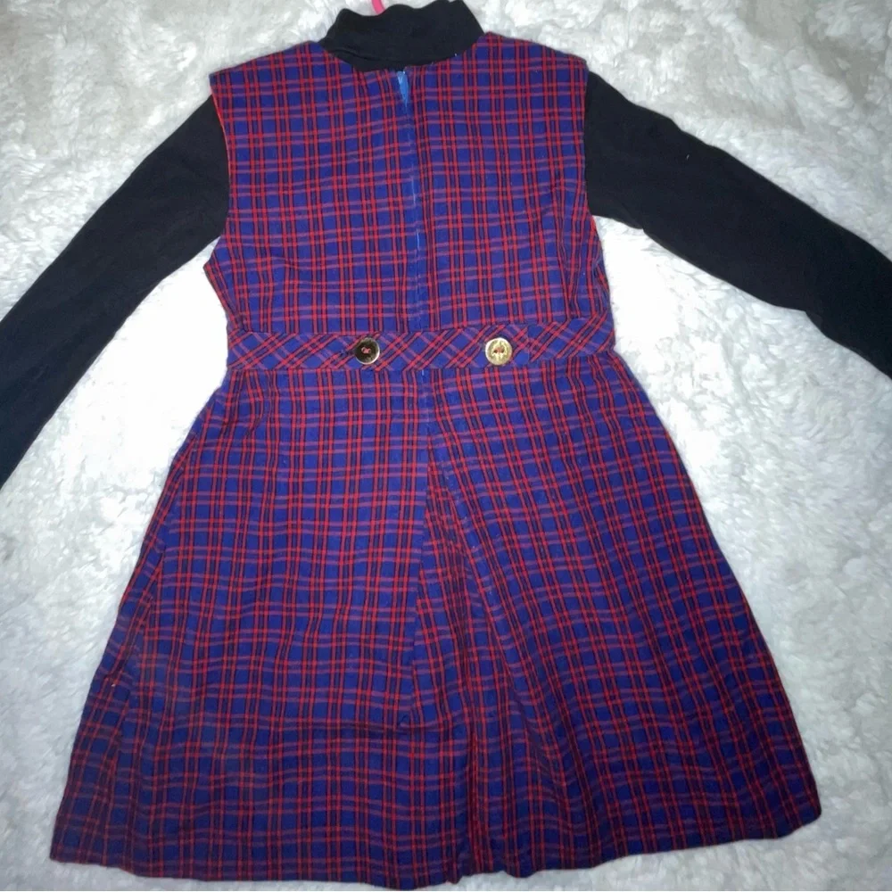 Toddler Girls Fall Outfit 2 Pieces size 2/3 Vintage Plaid Red &‎ Navy Dre…